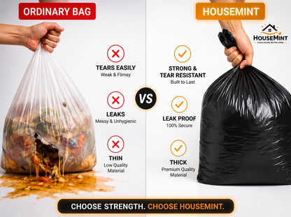 Heavy Duty Garbage Bags ( 30 Bags In 1 Roll ) Strong, leak-resistant bags for everyday waste. By HoseMint™