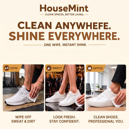 Shoe Cleaning Wipes ( 80 Wipes in 1 Pack ) Quickly clean dirt & everyday stains on the go. By HouseMint™